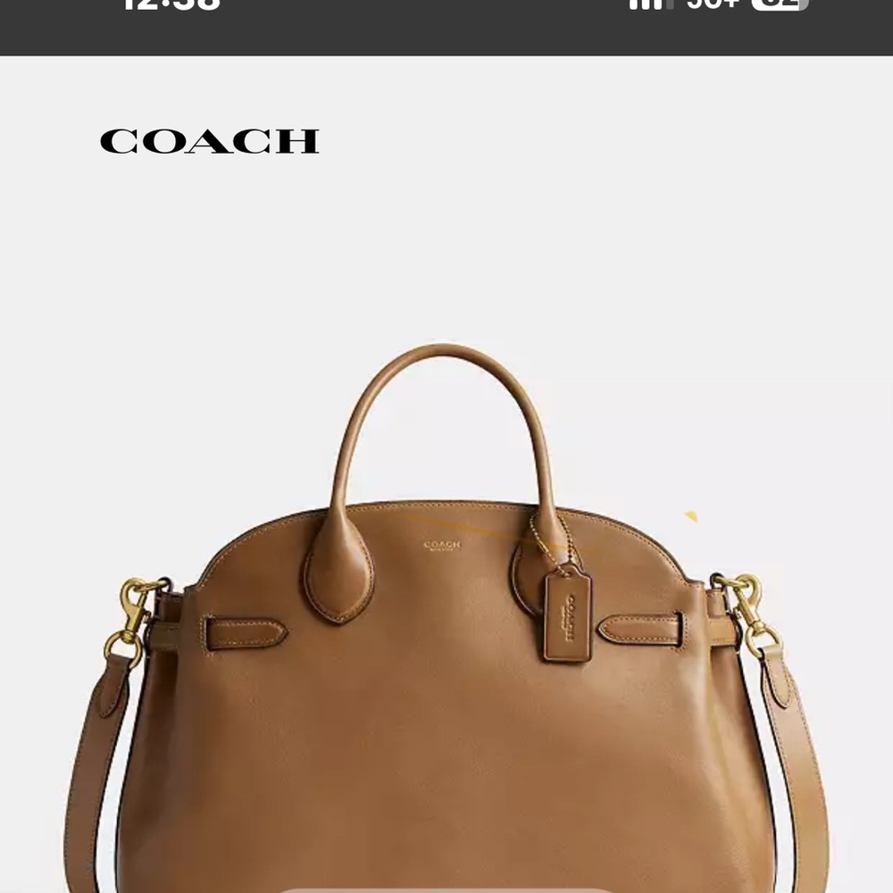 Coach Tan Shoulder Bag with Gold Hardware